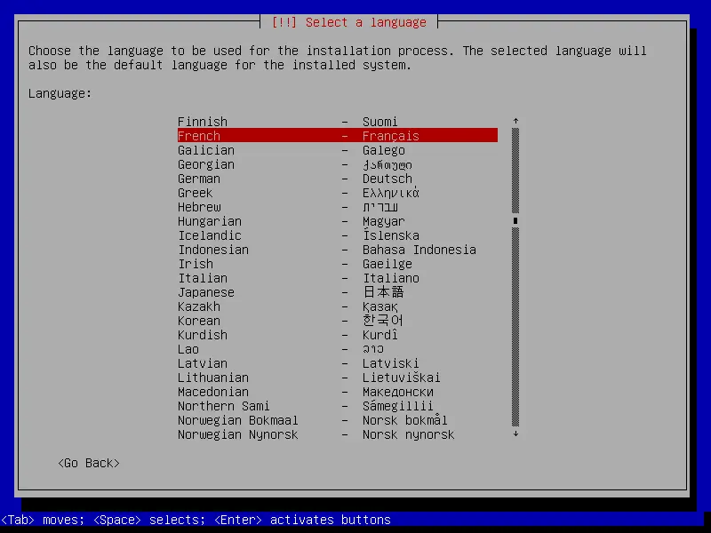 Debian UEFI Installer Menu