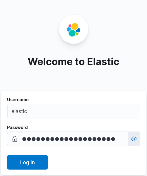 Écran de connexion Elastic 9 avec champs identifiant et mot de passe.