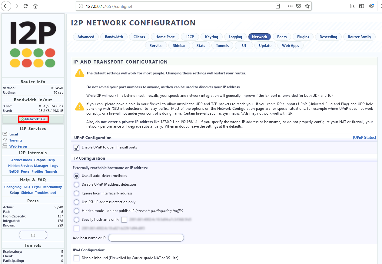 I2P Network Configuration