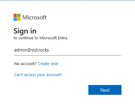 Page d'authentification Microsoft Entra