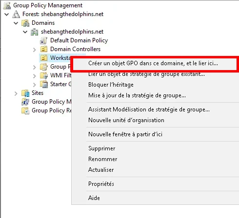 Créer une GPO depuis la console Éditeur de gestion des stratégies de groupe