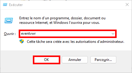 Ouverture de l’Observateur d’événements avec eventvwr pour consulter les événements AppLocker