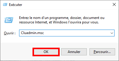 Windows | Exécuter cluadmin.msc