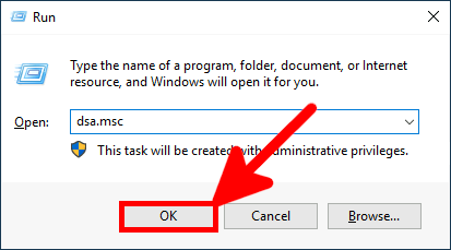 ouvrir la console Utilisateurs et ordinateurs Active Directory depuis la fenêtre exécuter