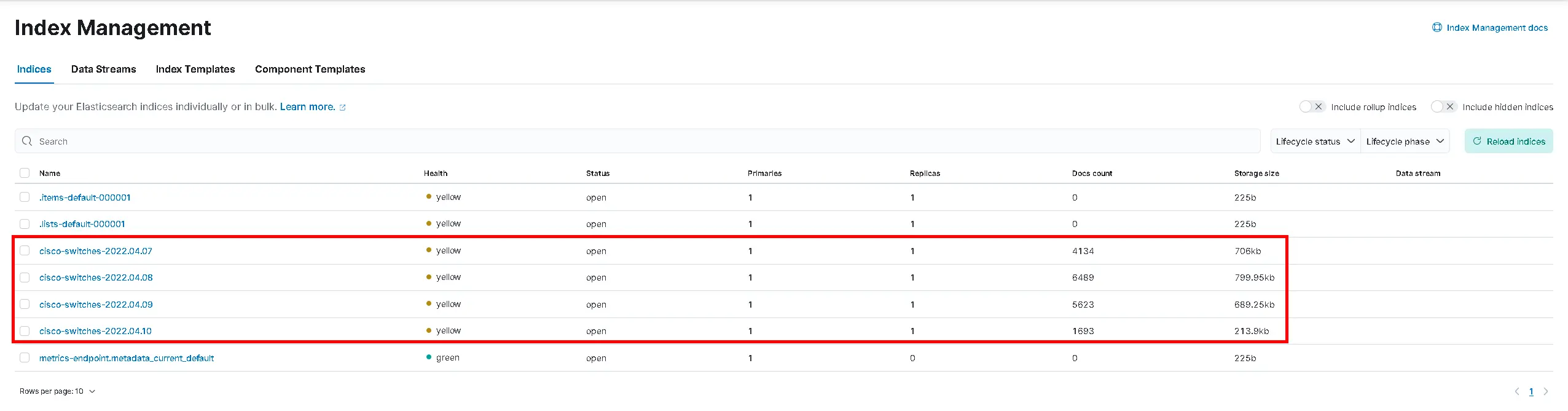 Kibana | Indices