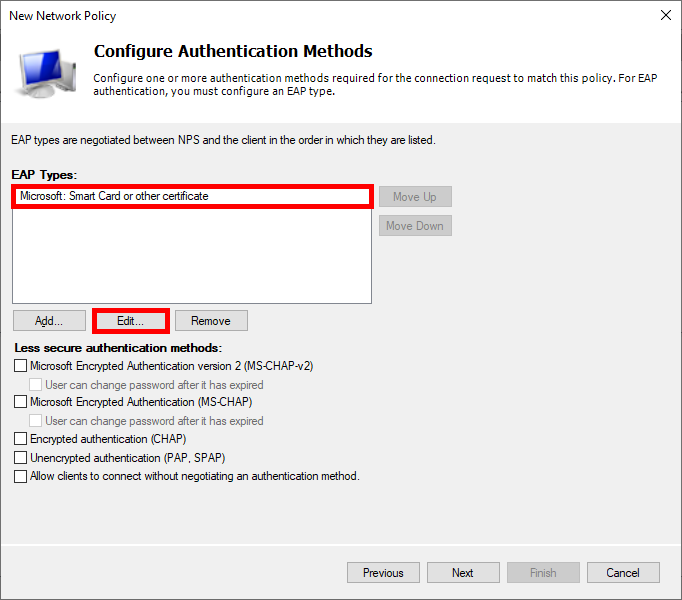 Configuration des méthodes d'authentification pour Wi-Fi EAP-TLS à l'aide de certificats.