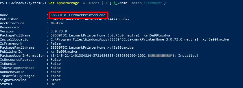 Windows 10 | PowerShell get-appxpackage command.