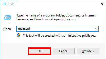 Windows 10 Exécuter main.cpl