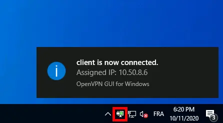 Windows 10, OpenVPN, pop up de connexion .