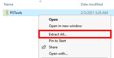 Windows PsExec | Extraire l'archive zip