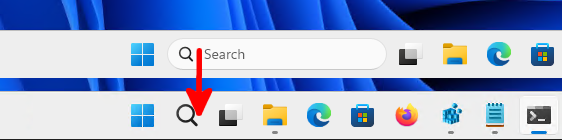 Windows 11 search bar in icon mode and full text mode