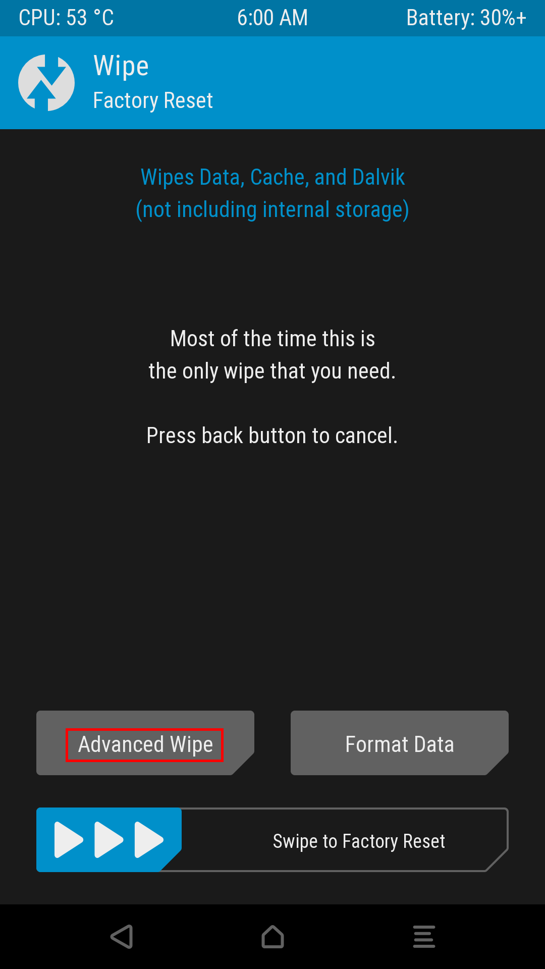 TWRP Advanced Wipe