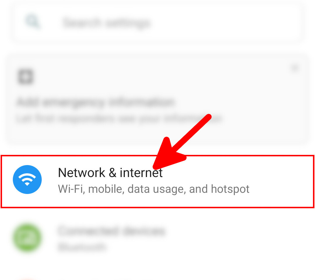 Android Settings Network and internet