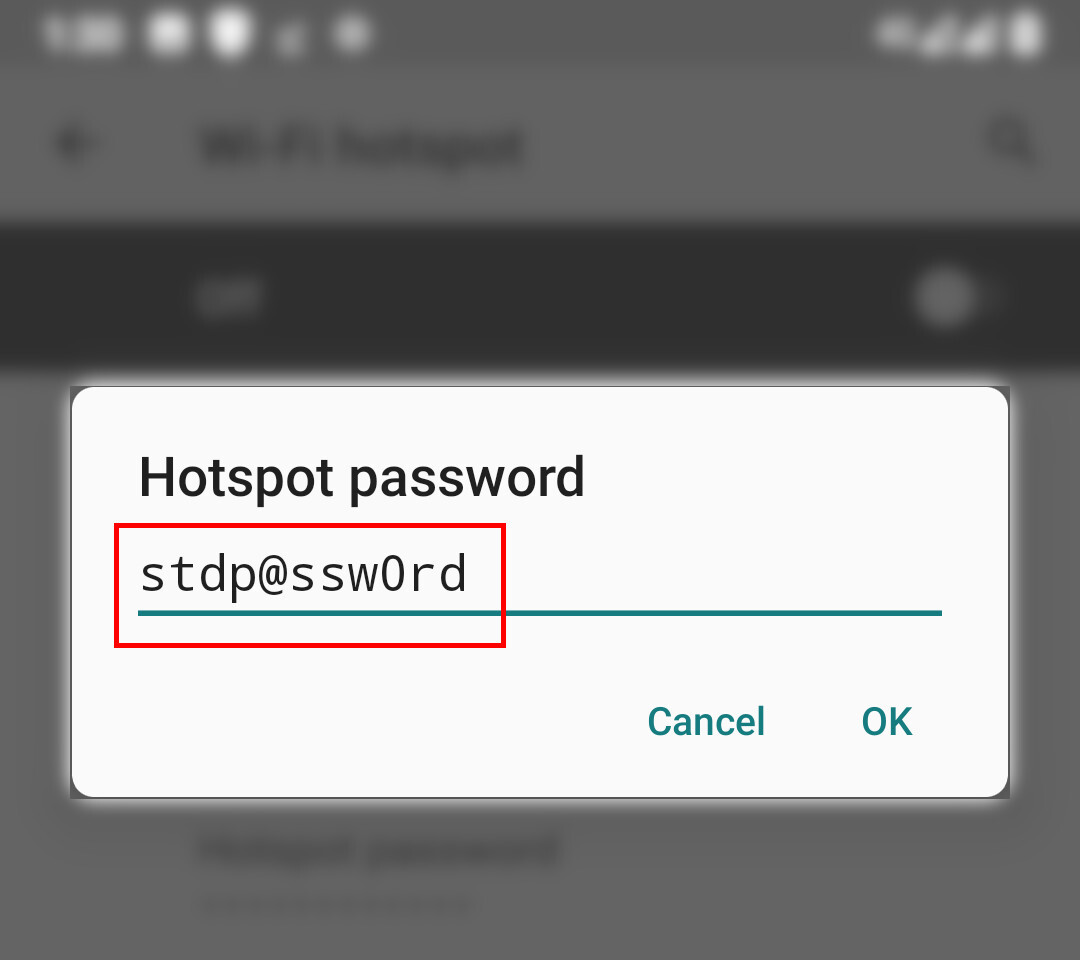 Android Settings define Hotspot password