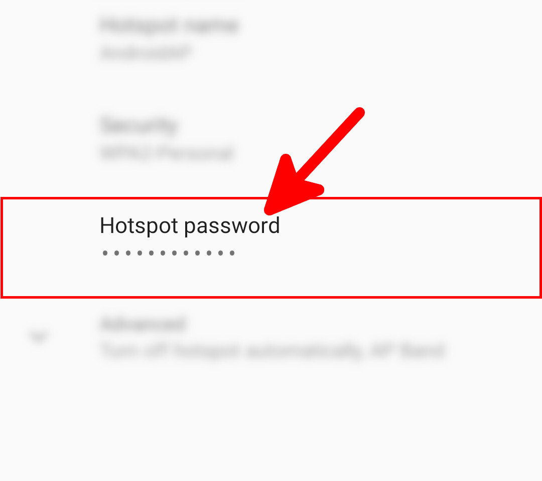 Android Settings Hotspot password
