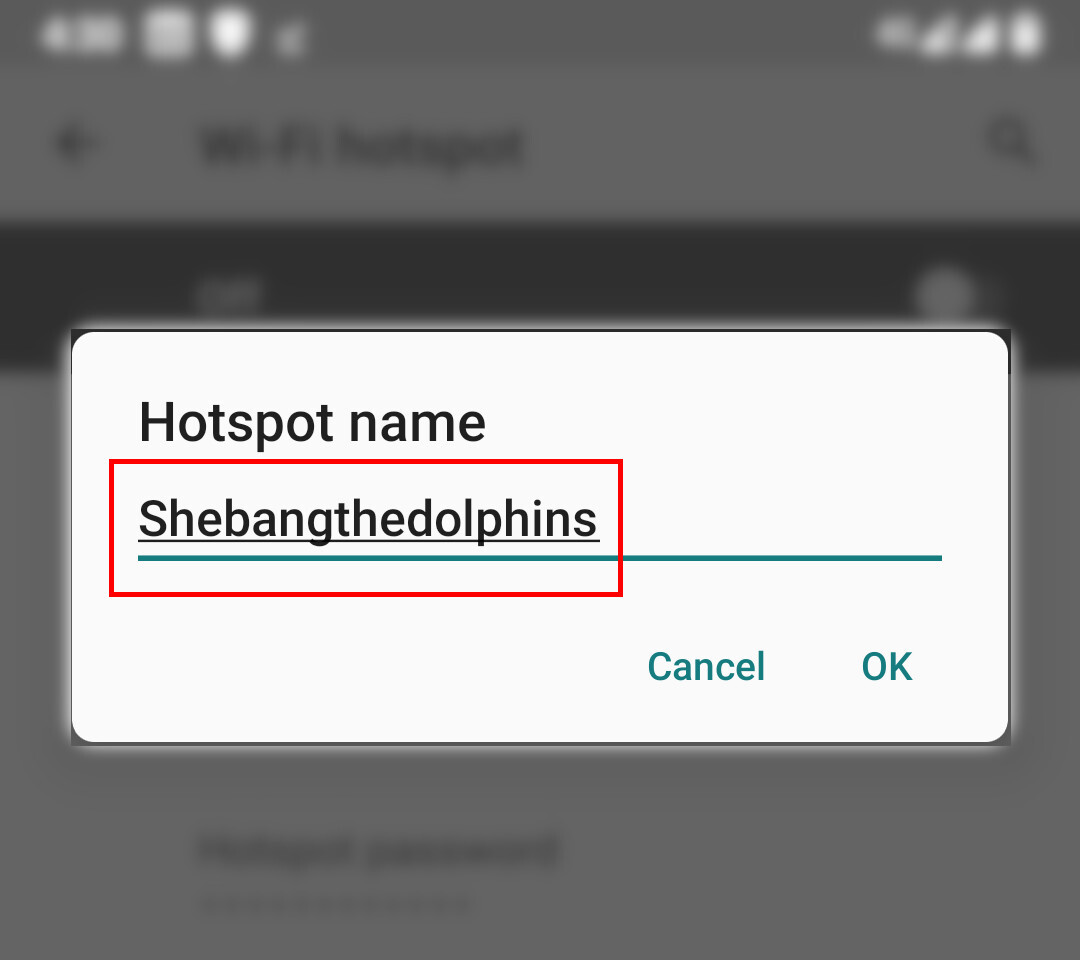 Android Settings define Hotspot name