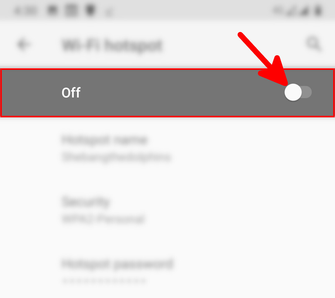 Android Settings Wi-Fi Hotspot off