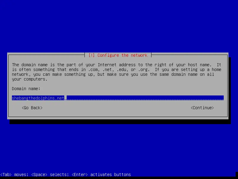 debian netinstall configure domain name