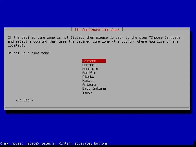 debian netinstall clock configuration