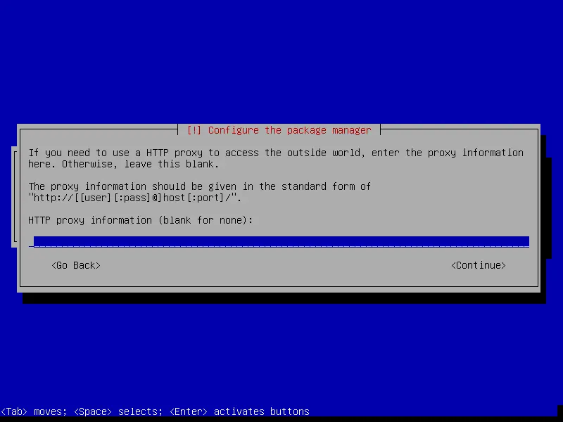 debian netinstall configure package manager