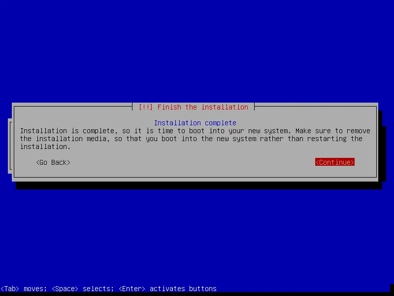 debian netinstall finish installation