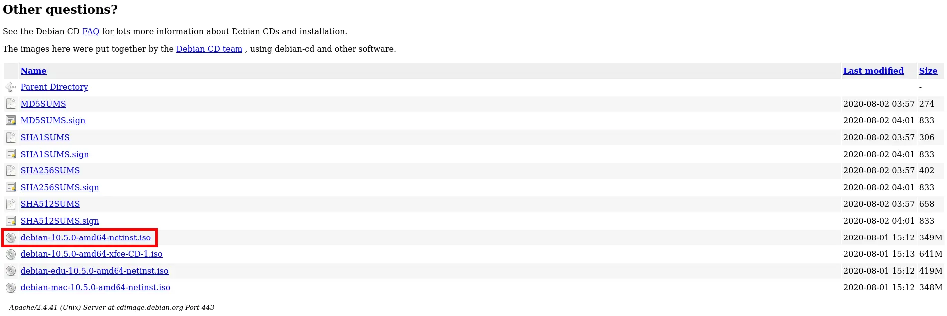 debian netinstall download page