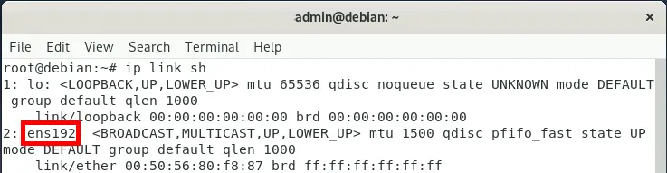 debian show network interfaces names