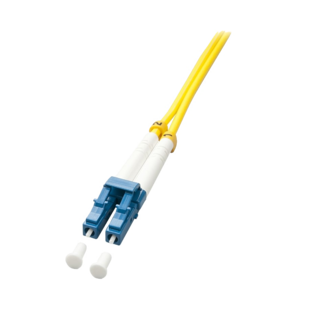 LC fiber optic connector with yellow cable.