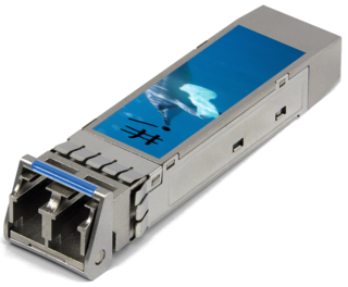 SFP fiber optic transceiver module for high-speed data transmission.