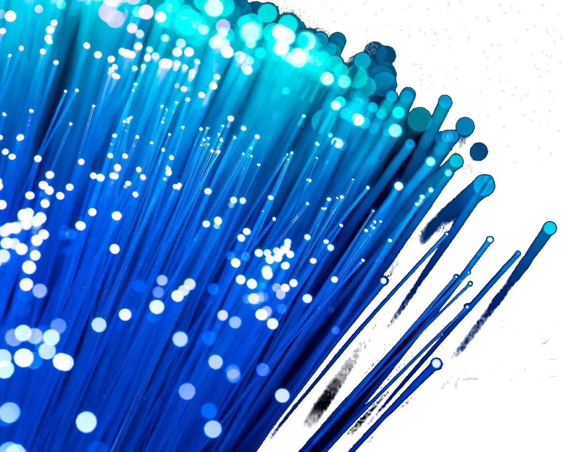 Close-up view of illuminated fiber optic cables for high-speed data transmission