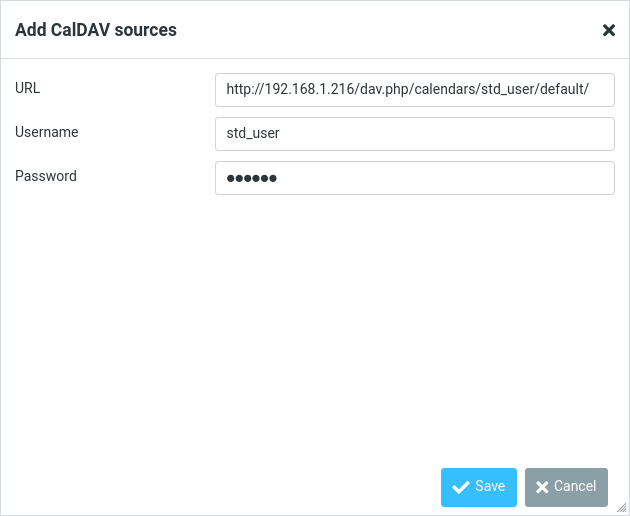 Roundcube adding a CalDAV sources window