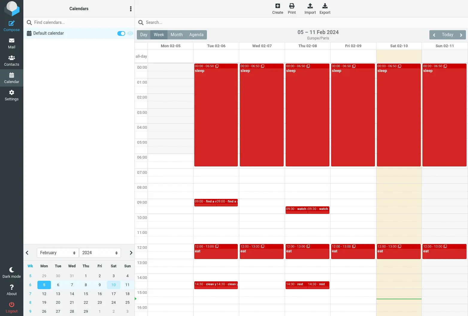 Roundcube accessing a CalDAV calendar window