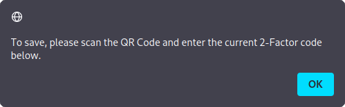 2FA roundcube plugin warning window for QR code scanning