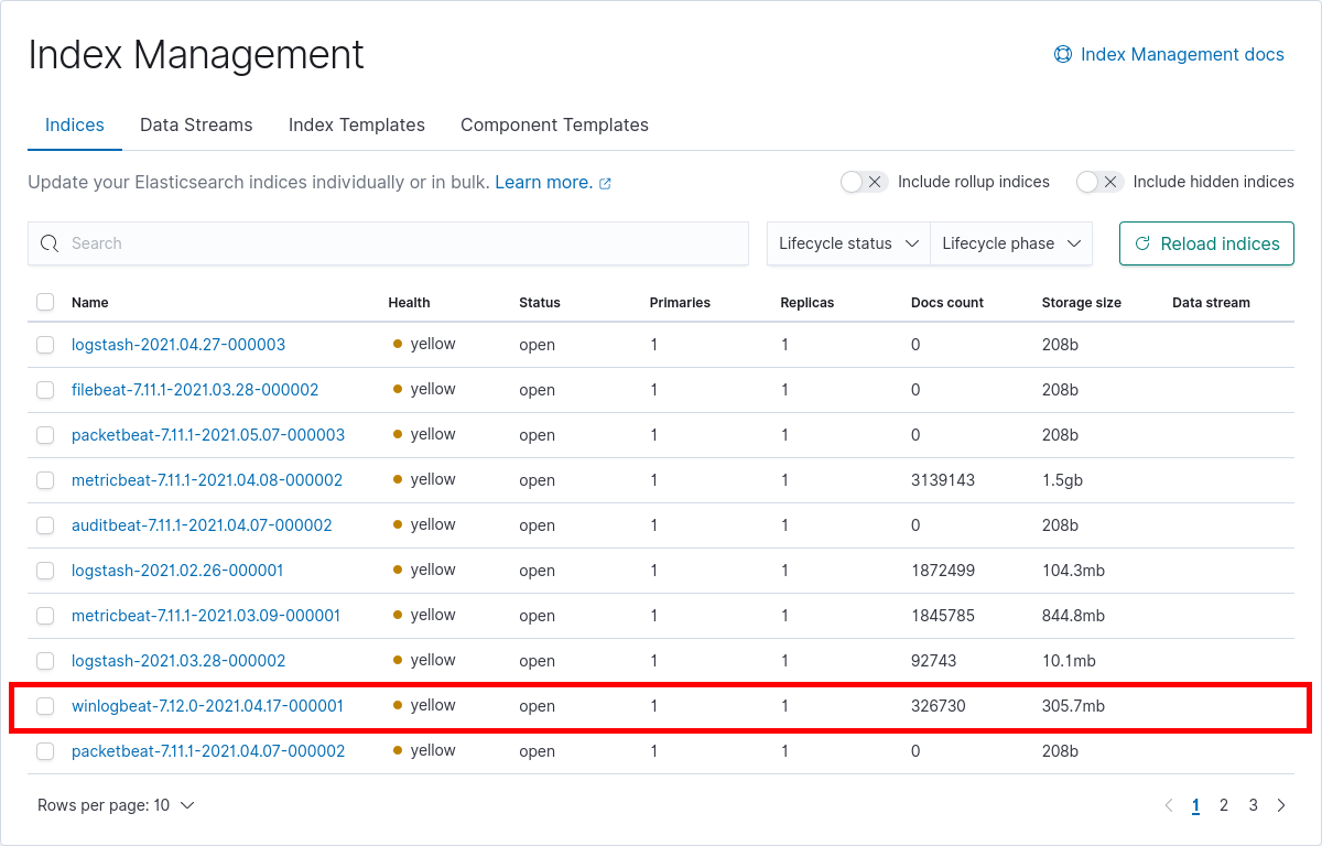 Kibana | Indices