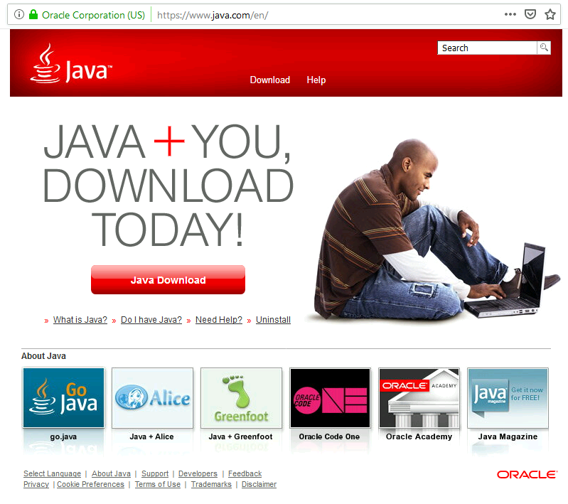 Java Oracle Download Web Page