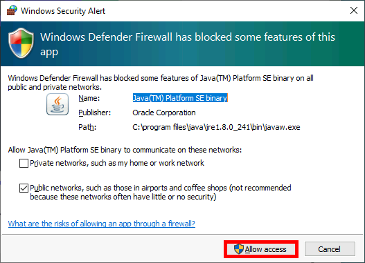 I2P Windows security Alert