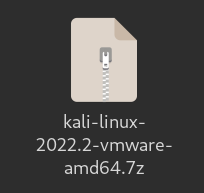 Compressed file kali-linux-2022.2-vmware-amd64.7z representing the downloaded Kali Linux VMware image