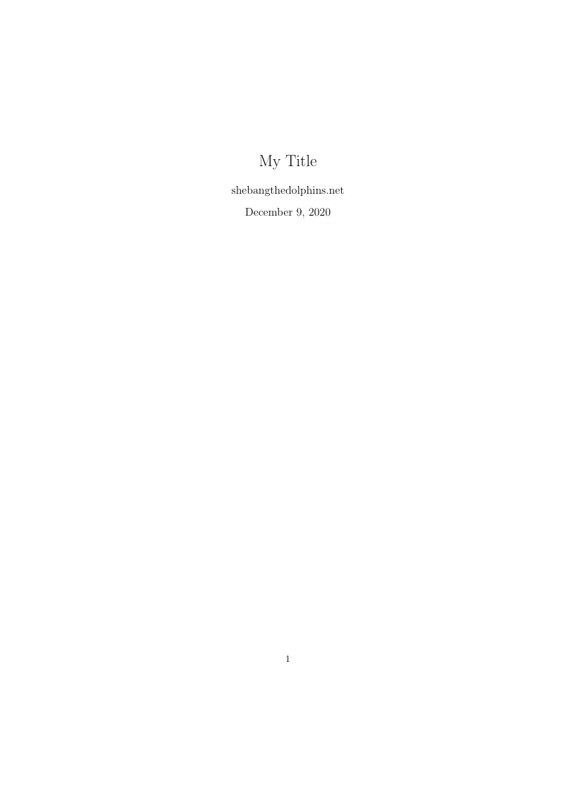 Example of a LaTeX front page with title, author, and date displayed in a minimalistic layout