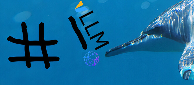 vLLM logo with AI and Linux symbols on a blue underwater background