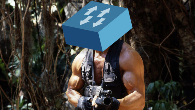 Network switch hardening and security illustration Illustration of a secure network switch representing network switch hardening and cybersecurity best practices.