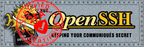 OpenSSH logo with 2FA certified stamp