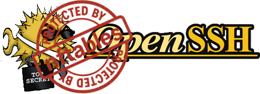 OpenSSH logo with a red stamp 'Protected by nftables'