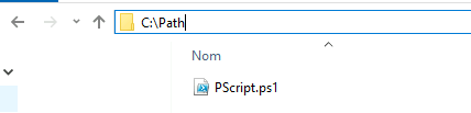 Path of the PowerShell script displayed in File Explorer