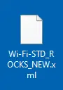 Icon of the Wi-Fi configuration file named 'Wi-Fi-STD_ROCKS_NEW.xmlr' on a Windows desktop.