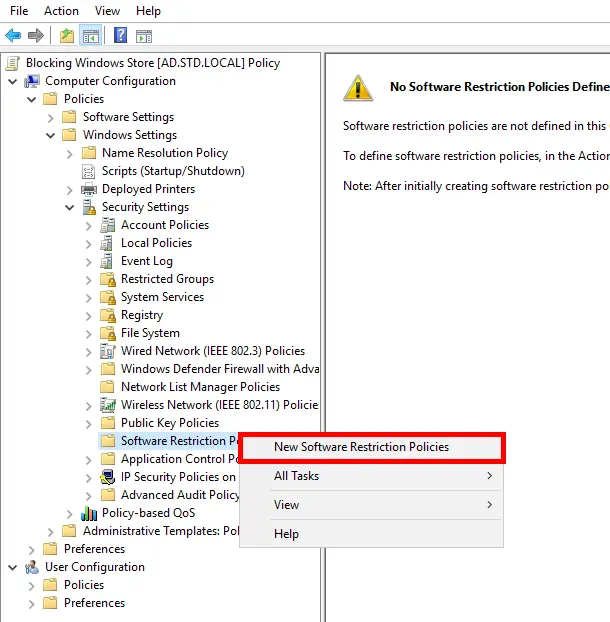 Creating new Software Restriction Policies in the Group Policy Management Editor
