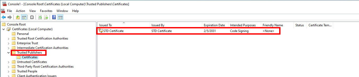 PowerShell | Self certificate inside Trusted Root Certificates Authorities Store