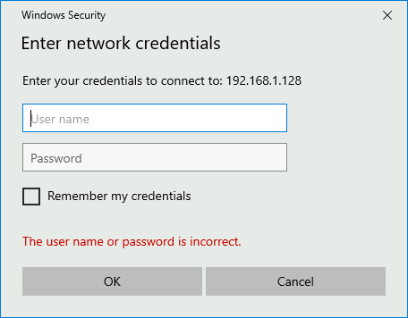 Windows | enter network credentials window