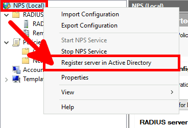 NPS Console | Register server in active directory