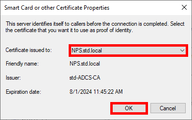 Screenshot of selecting the newly deployed certificate in the Ubiquiti Wi-Fi EAP-TLS setup.