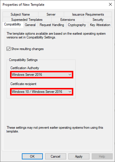 Screenshot of setting Compatibility Settings